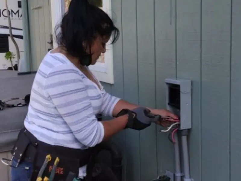 Licensed electrician wiring an exterior subpanel in Nesquehoning